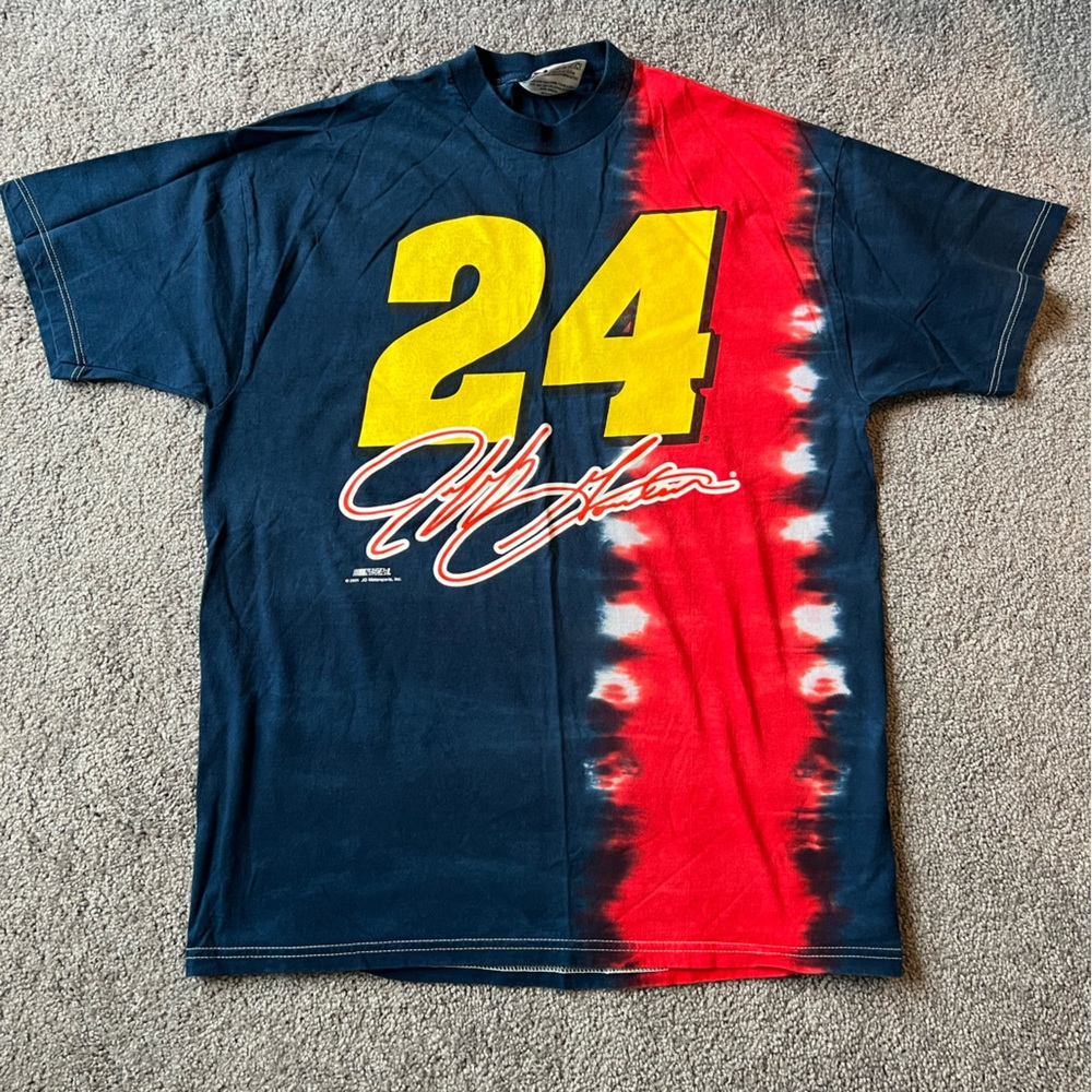 Vintage Jeff Gordon tye dye tshirt size large navy and red NASCAR